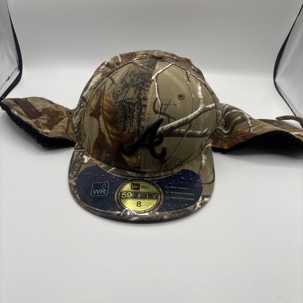 New Era Atlanta Braves Camo 59Fifty Sherpa Lined Hunting Hat Size 8